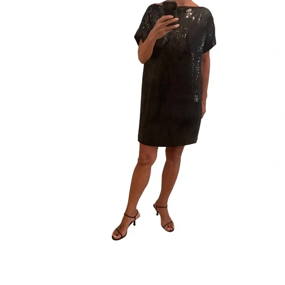 robert rodriguez sequin dress Robert Rodriguez V Neck Mini Dress Bordeaux Sequin Glitters jersey Long  Sleeves